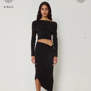KHY x Atlein  Black Ruched Skirt+Top Set